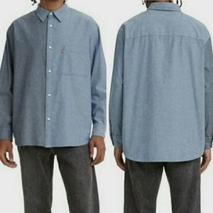NWT Levi's Blue Two-Tone Denim Button- Up Shirt Size L